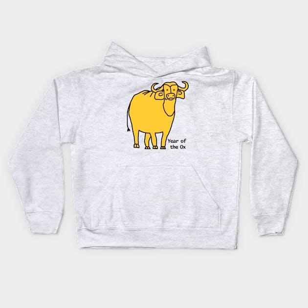 Year of the Ox Yellow Kids Hoodie by ellenhenryart